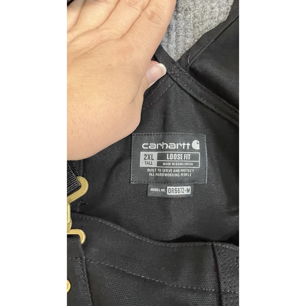 Carhartt Firm Duck Insulated Bib Overalls Mens 2XL Tall Black Work Wear Canvas - Picture 10 of 11